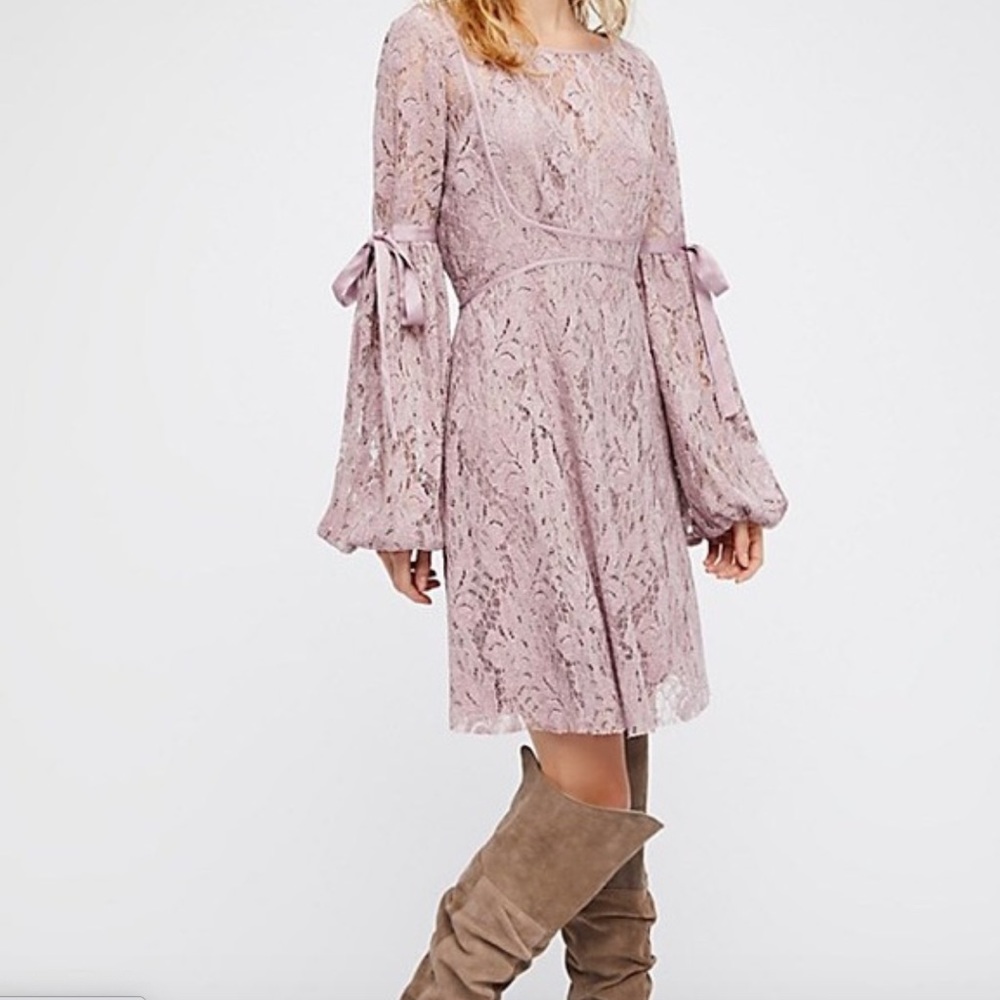 Free People Lavender Lace Babydoll Dress